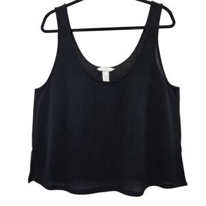 HM Womens XL Whimsigoth Black Knit Tank Top Scoop Neck Sleeveless Layering Shell